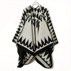 Boho Geometric Jacquard Shawl Windproof Cape Large Blanket Scarf