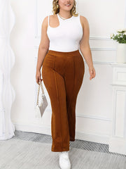  Velvet Ribbed High Rise Flared Leg Trousers