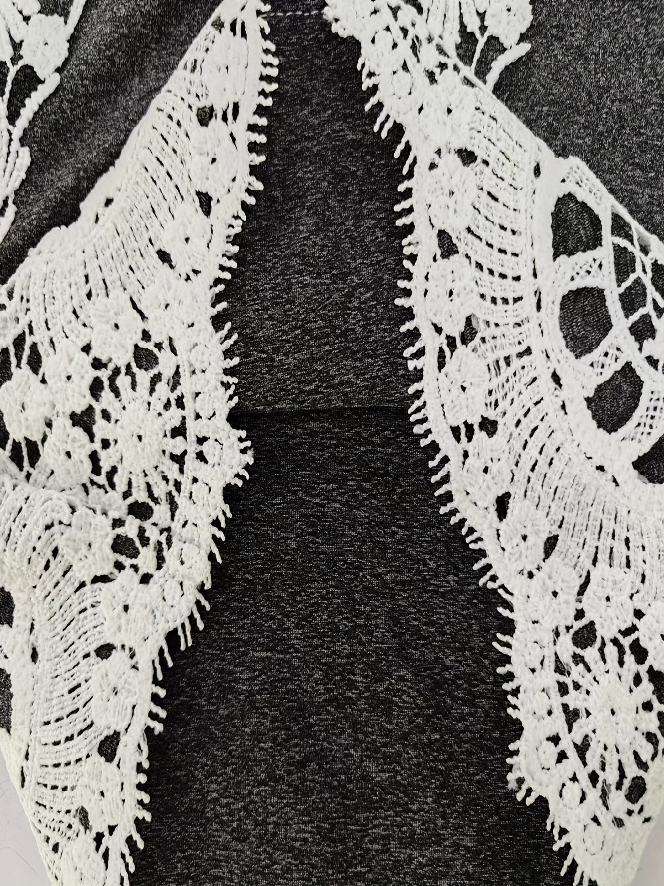 Contrast Lace Trim Elastic Drawstring Pants