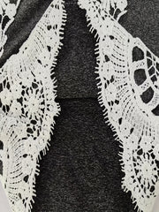  Contrast Lace Trim Elastic Drawstring Pants