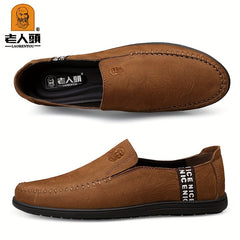 LAORENTOU Men's Leather Loafer Shoes Lightweight Wear resistant Walking Shoes