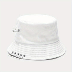 Hip Hop Couple Bucket Hat Unisex Ring Decor Sunscreen Basin Hat
