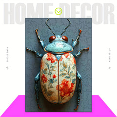 3D Puzzling Insect Puzzle Vibrant Beetle with Floral Wooden Ideal for Ages 3