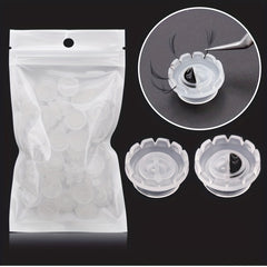100Pcs Disposable Eyelashes Blossom Cup Eyelashes Glue Holder Plastic Stand