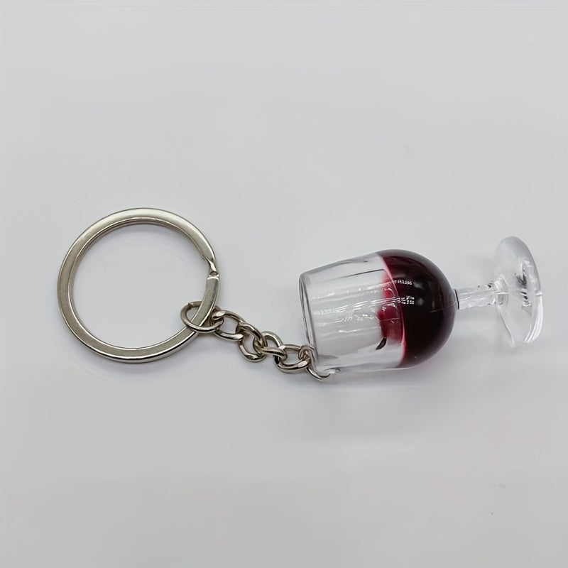 Resin Red Wine Cup Keychain Novelty Charm Pendant