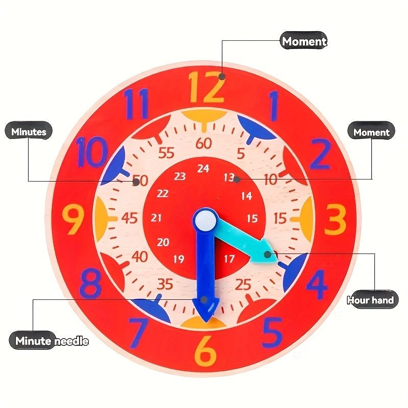 Wooden Educational Clock Toy Kids' Time Teaching Aid Math Cognitive Skill