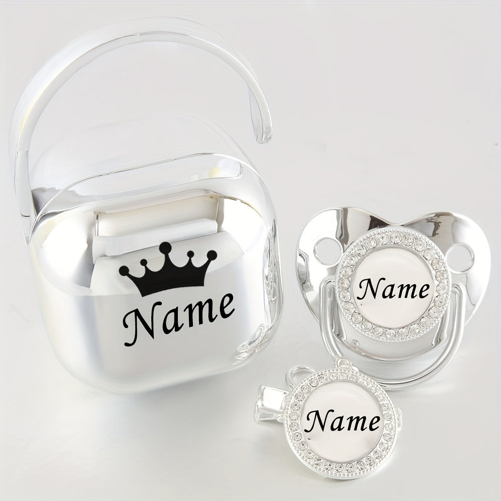 Personalized Baby Pacifier Set with Name, Box & Clip
