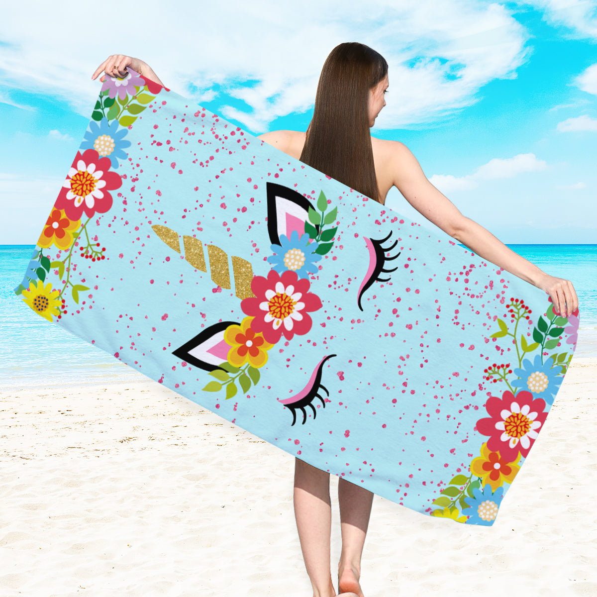 Unicorn Print Bath Towel Microfiber Quick Dry 25 X 59