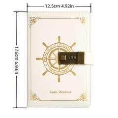 Sailor Style Retro Password Book PU Notebook With Lock Student Diary B6