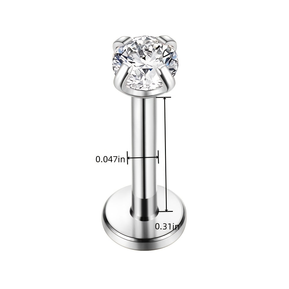Stainless Steel Zircon Lip Nail Studs Women's Piercing Jewelry