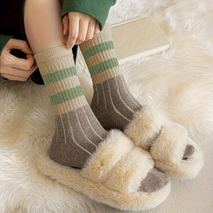 5 Pairs Striped Crew Socks Soft & Comfy Women's Stockings