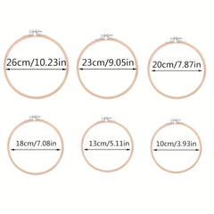 6pcs Bamboo Embroidery Hoop Set 10-25.4 cm for Cross Stitch Sewing