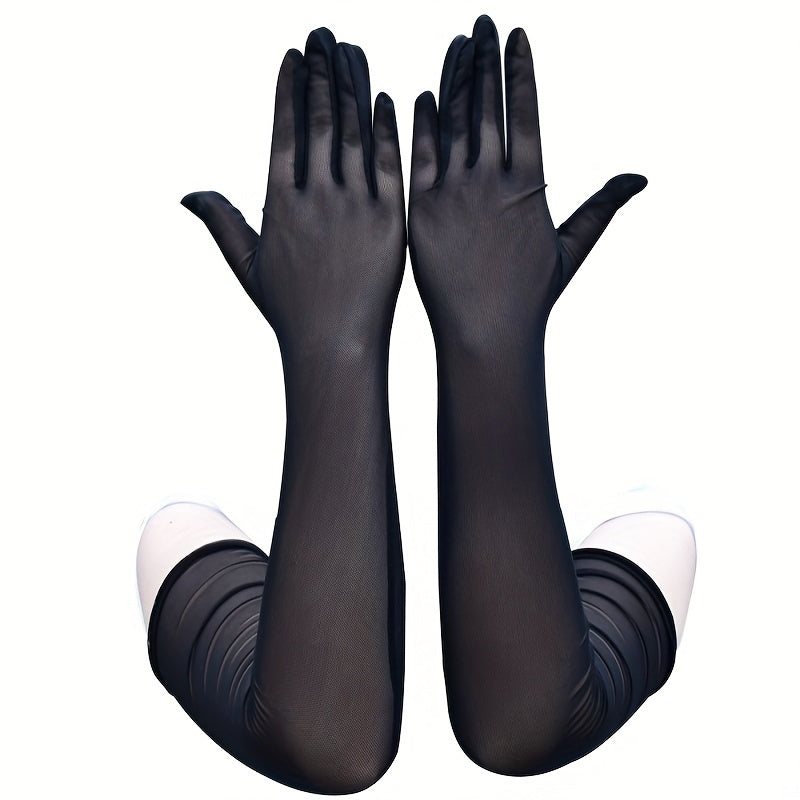 Elastic Mesh Breathable Long Gloves for Women
