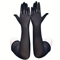 Elastic Mesh Breathable Long Gloves for Women