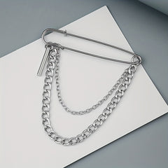 Men's Chain Pin Brooch Street Metal Decoration Hip hop Western Clothing Accessor