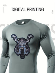 Skeleton Compression Shirt Men Long Sleeve Athletic High Elastic Baselay