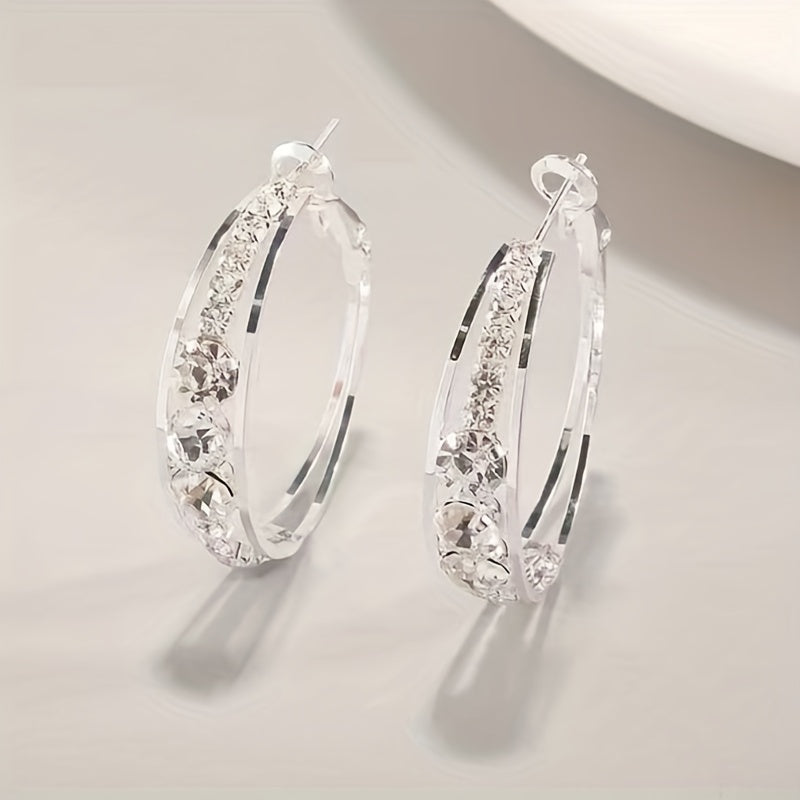 Explosive Style Wind Rhinestone Large Circle Earrings