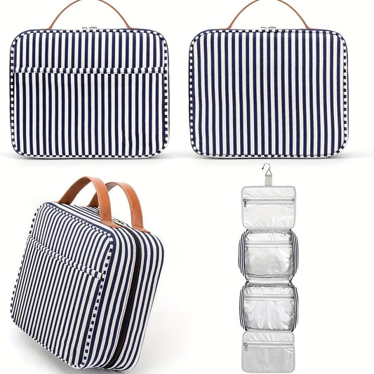 Striped Pattern Comestic Storage Bag Foldable Hanging Makeup Bag
