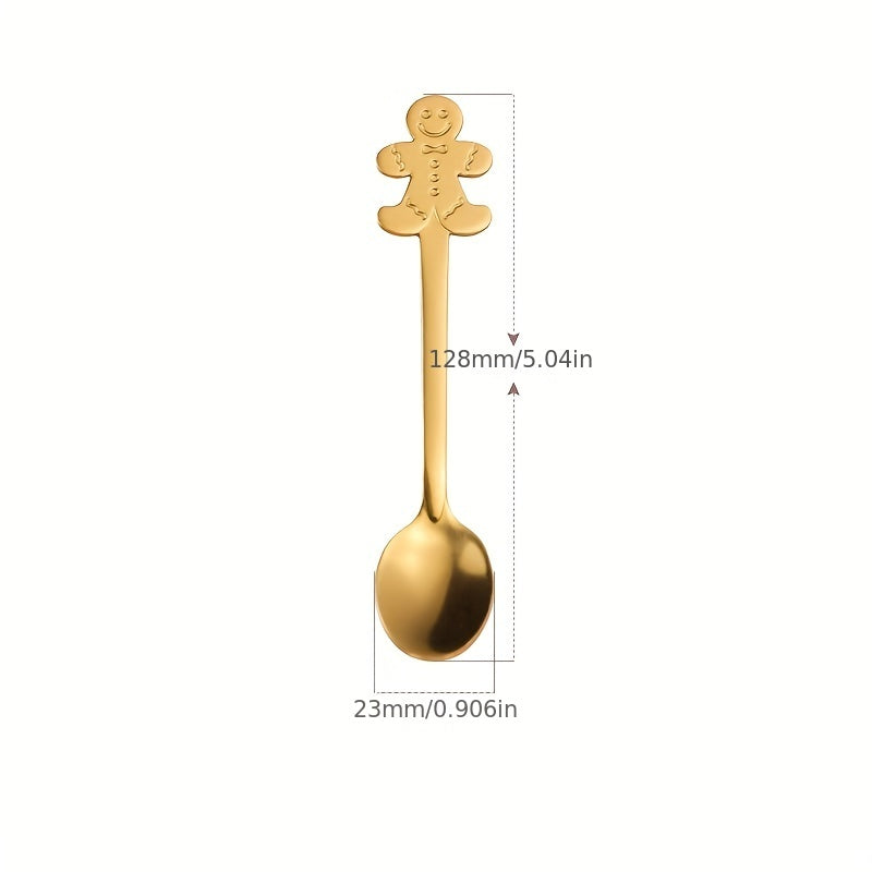 4pcs Christmas Spoon Creative Coffee Dessert Stainless Steel