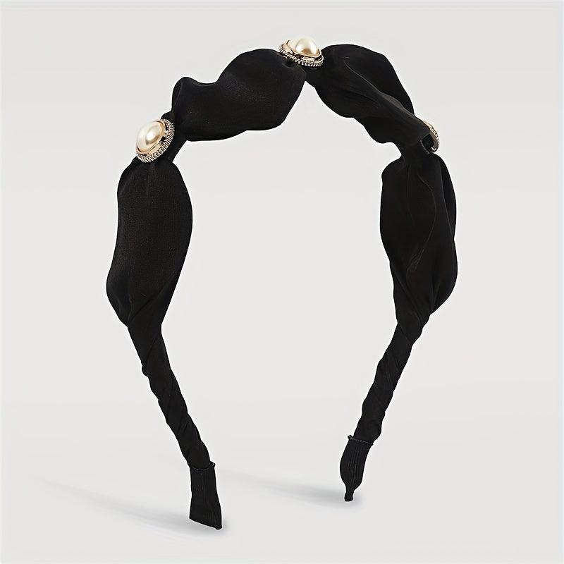 Faux Pearl Satin Hair Band Female Headband Hair Accessories