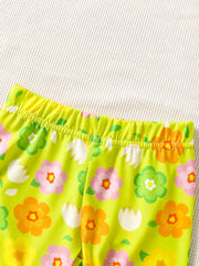 Toddler Girls Colorful Flowers Graphic Biker Shorts
