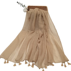 Beige Tassel Casual Shawl Windproof Sunscreen Beach Towel