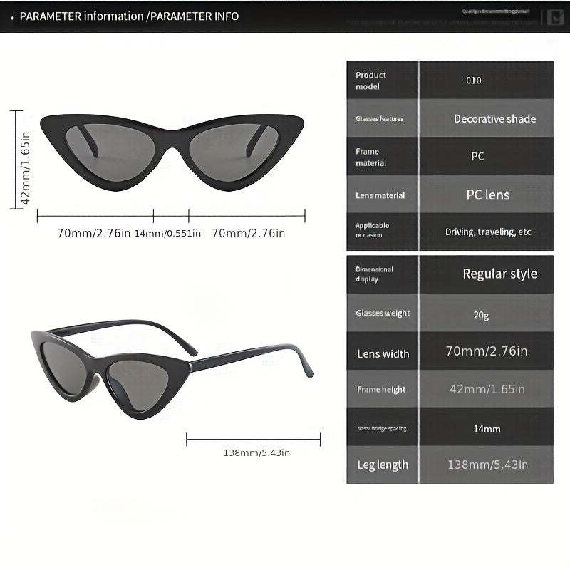 Small Frame Cat Eye Sunglasses for Men and Women - Retro Style