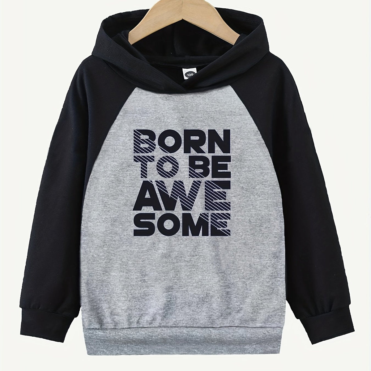 AWESOME Letter Print Boys Hooded Sweatshirt