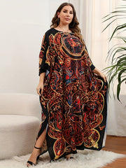  Boho Kimono Paisley Print Batwing Sleeve Maxi Cover Up