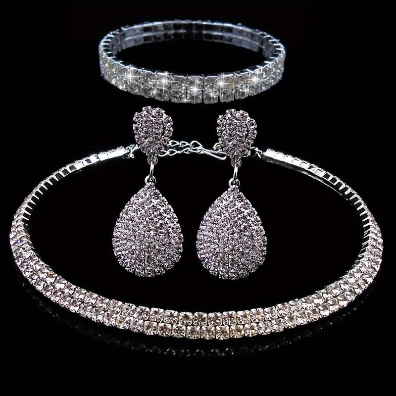 Exaggerated Wedding Jewelry Set Choker Necklace Earrings Bracelet
