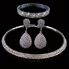 Exaggerated Wedding Jewelry Set Choker Necklace Earrings Bracelet