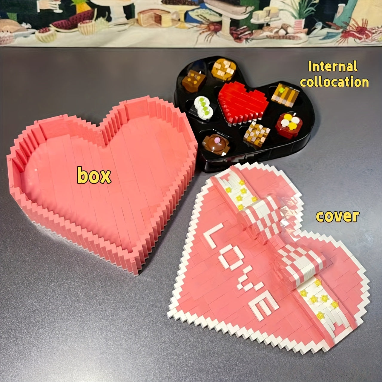 Romantic Heart Puzzle Box - Building Block Design