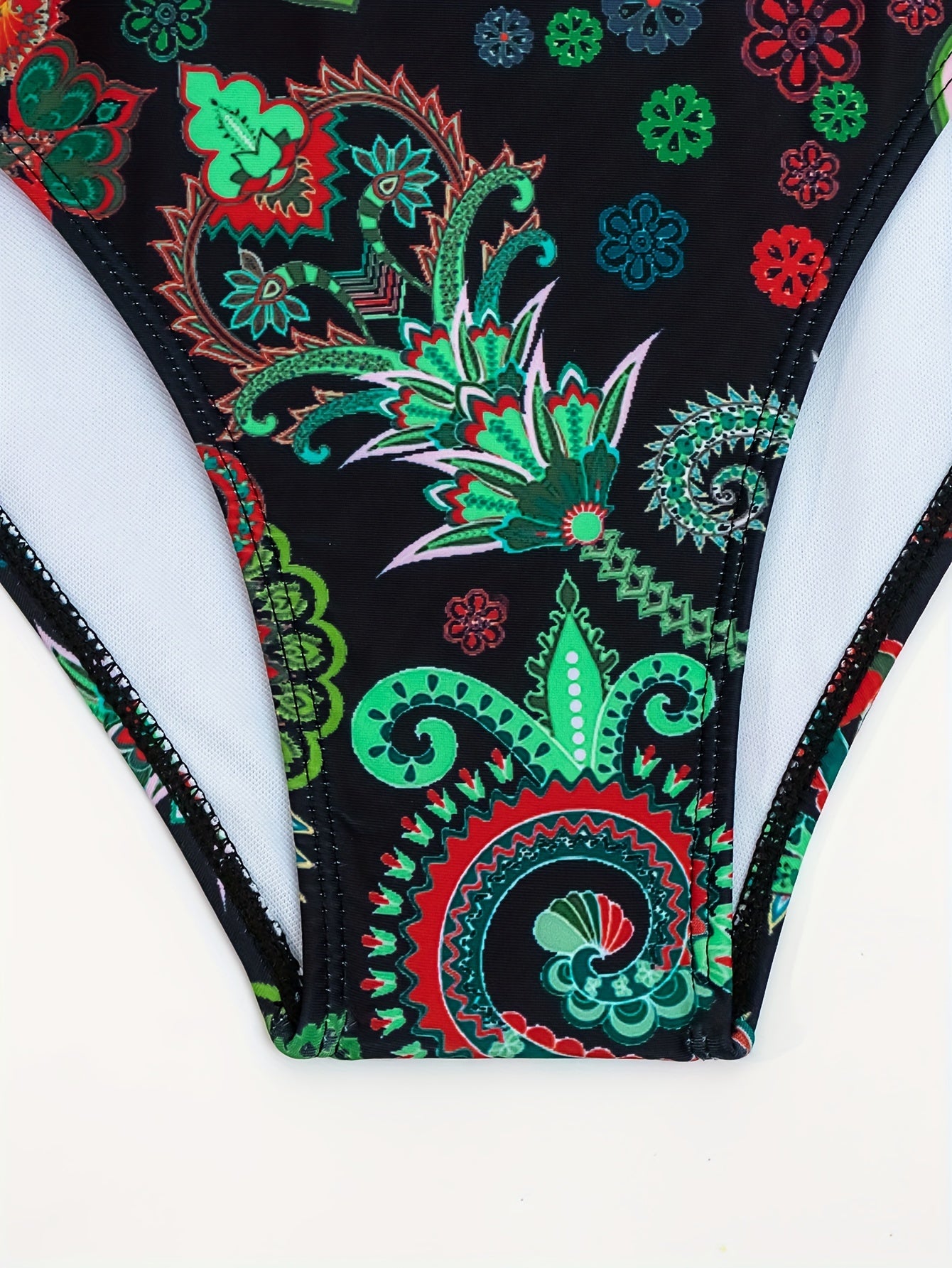  Floral Print Halter One Piece Bathing Suit