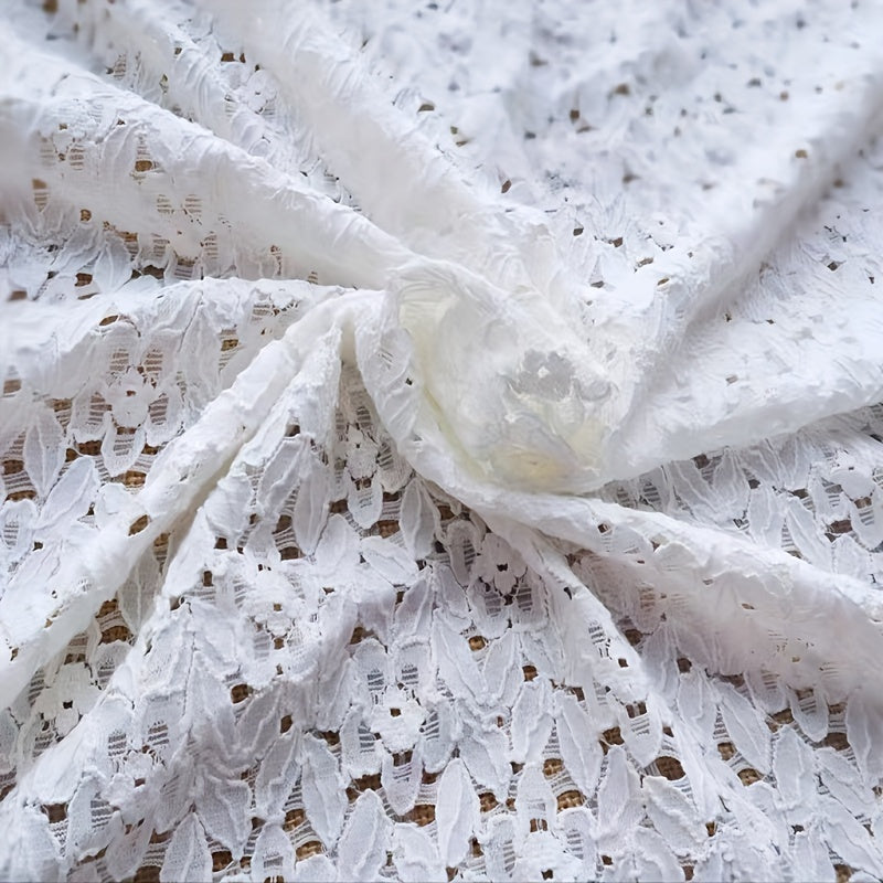 Cotton Thread Embroidery Elastic Lace Fabric For Costumes, 0.91m x 1.83m