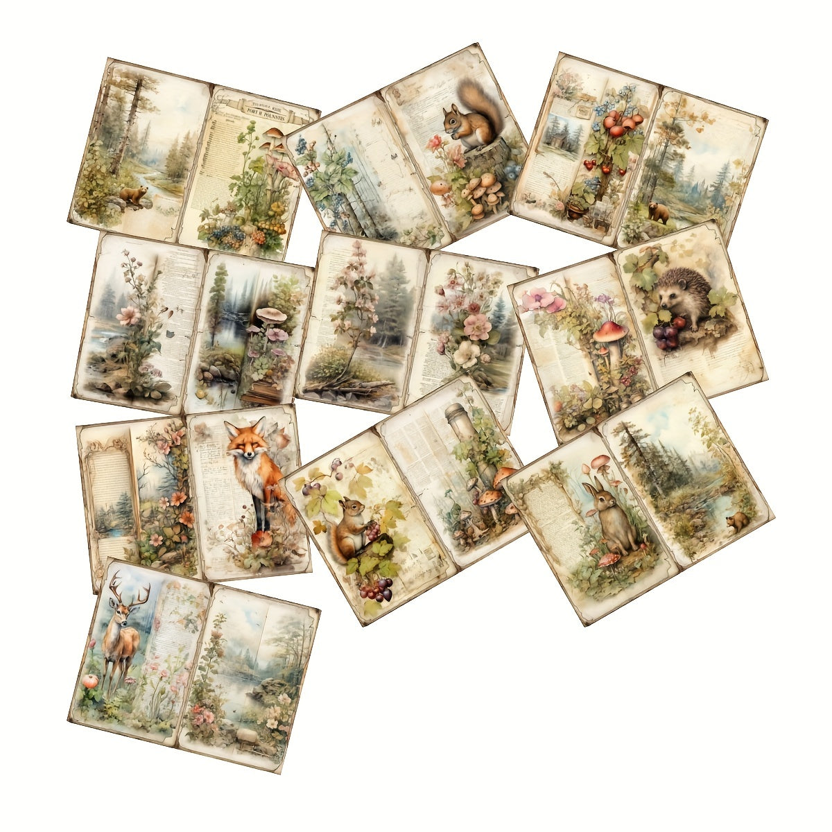 10 Sheets A5 Retro Forest Animal Decoration DIY Tools Stationery