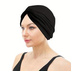 Knotted Pleated Head Wrap Solid Beanies Turban Women's Elastic Chemo Hat
