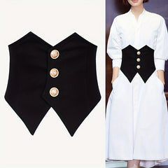 Vintage Style Wide Belt with Three Buttons