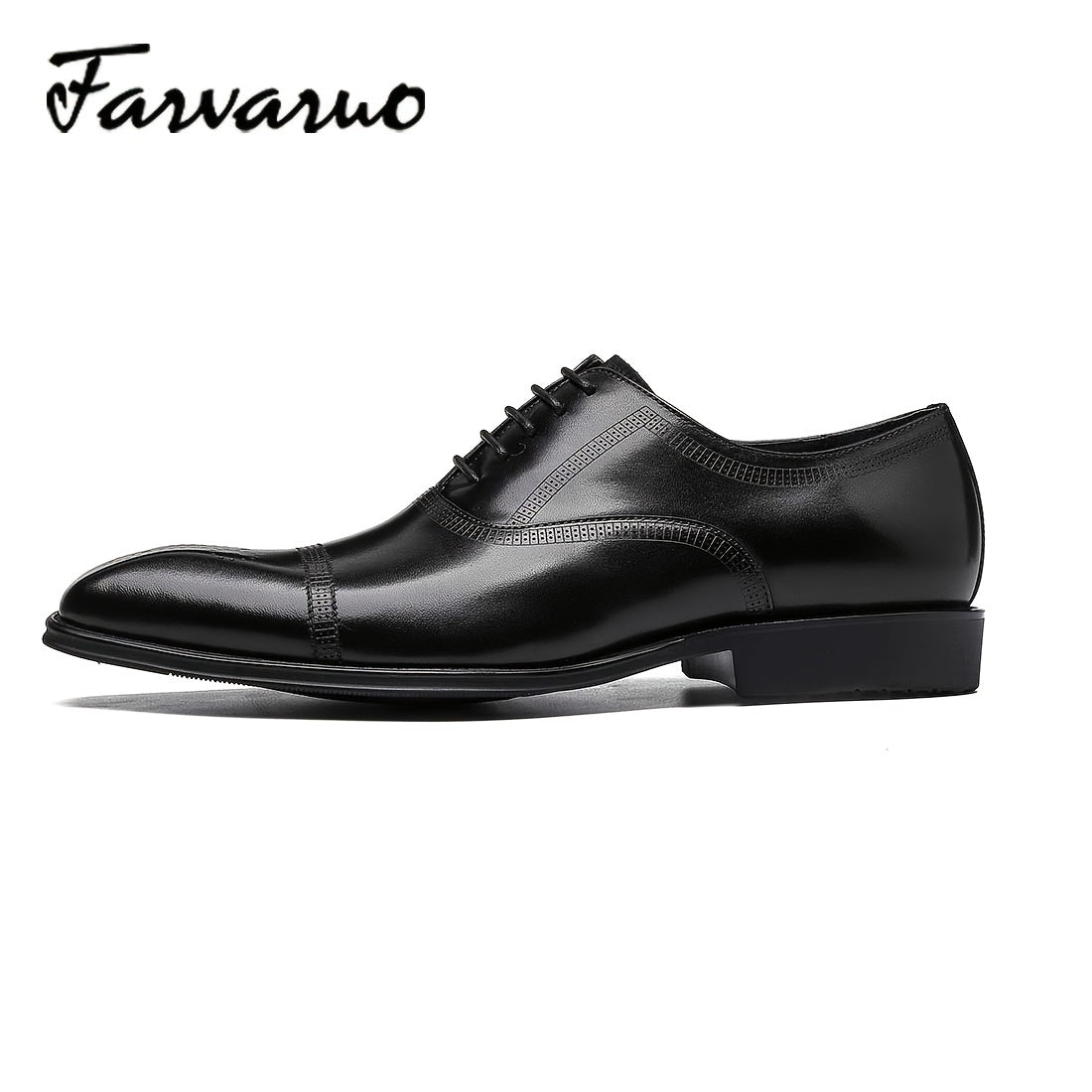 FARWARWO Men's Leather Oxford Shoes Pointed Toe Formal Comfortable Dress Shoes