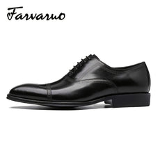 FARWARWO Men's Leather Oxford Shoes Pointed Toe Formal Comfortable Dress Shoes
