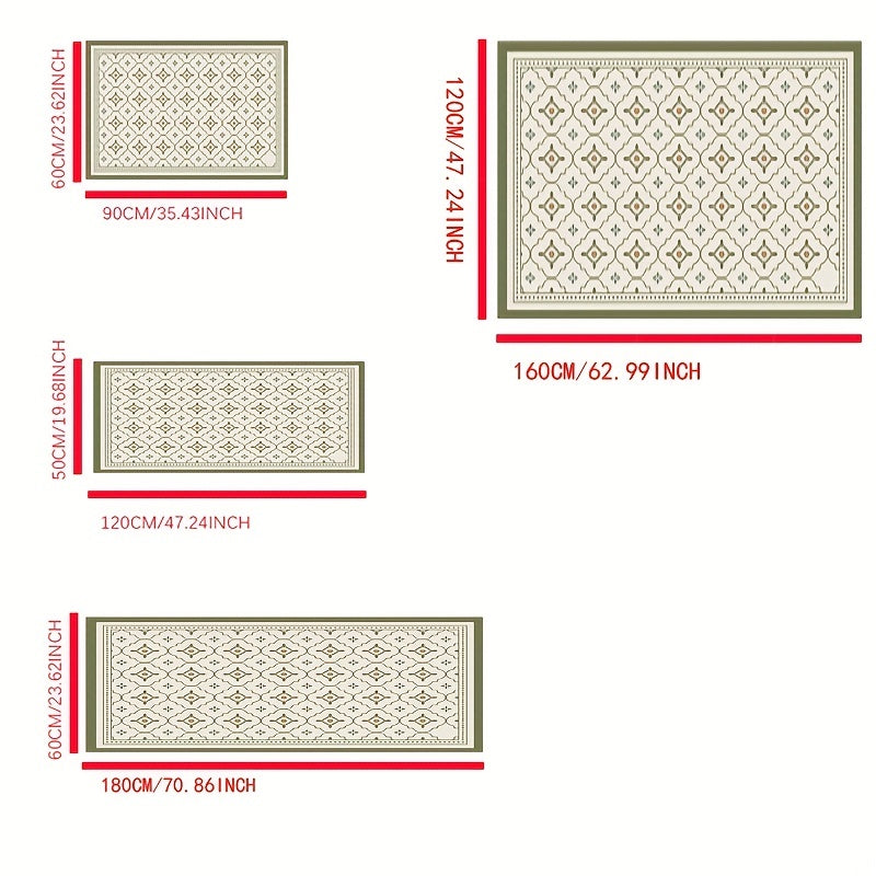 Green Geometric Pattern Kitchen Floor Mat