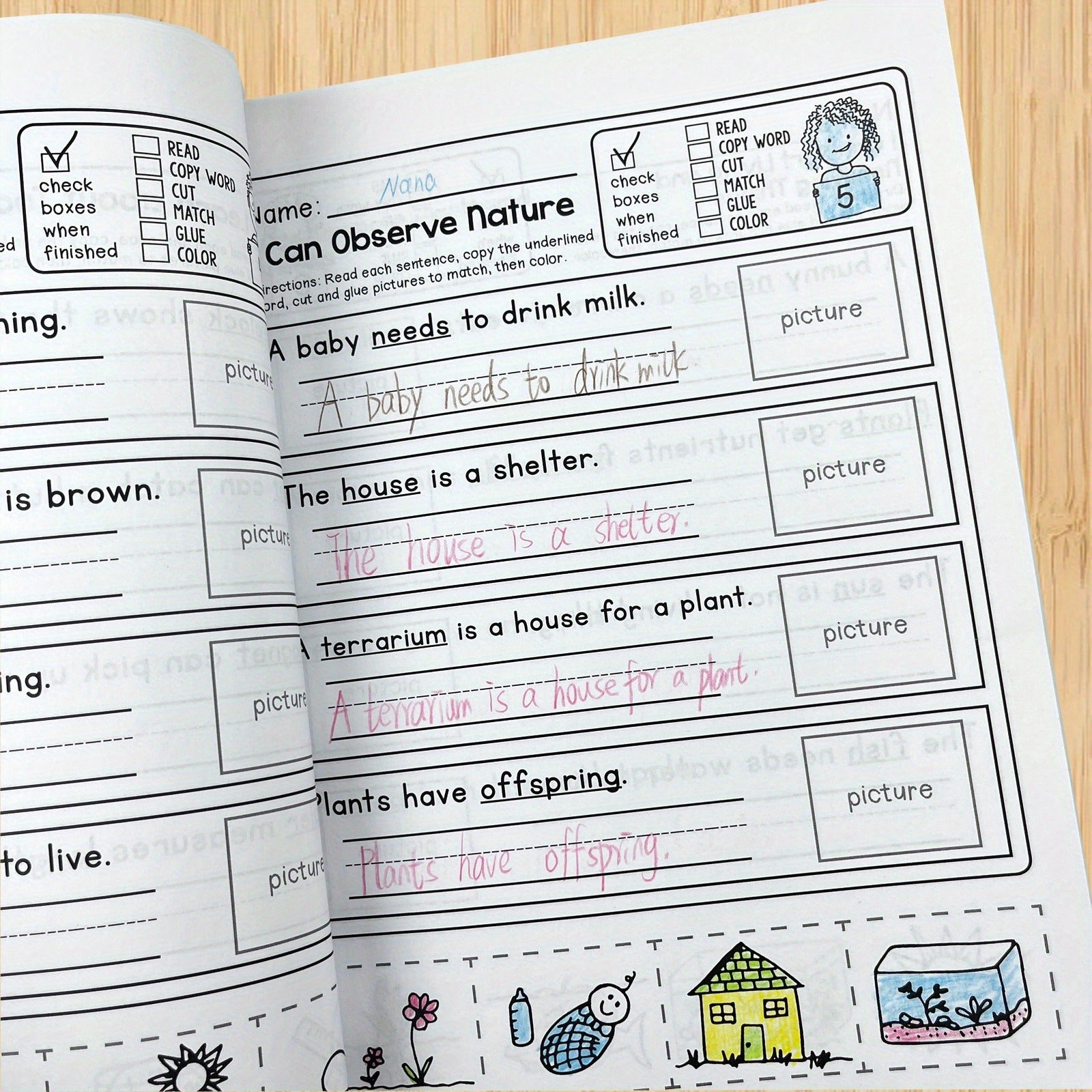 Kids Activity Book with Observation Checklists & Writing Prompts