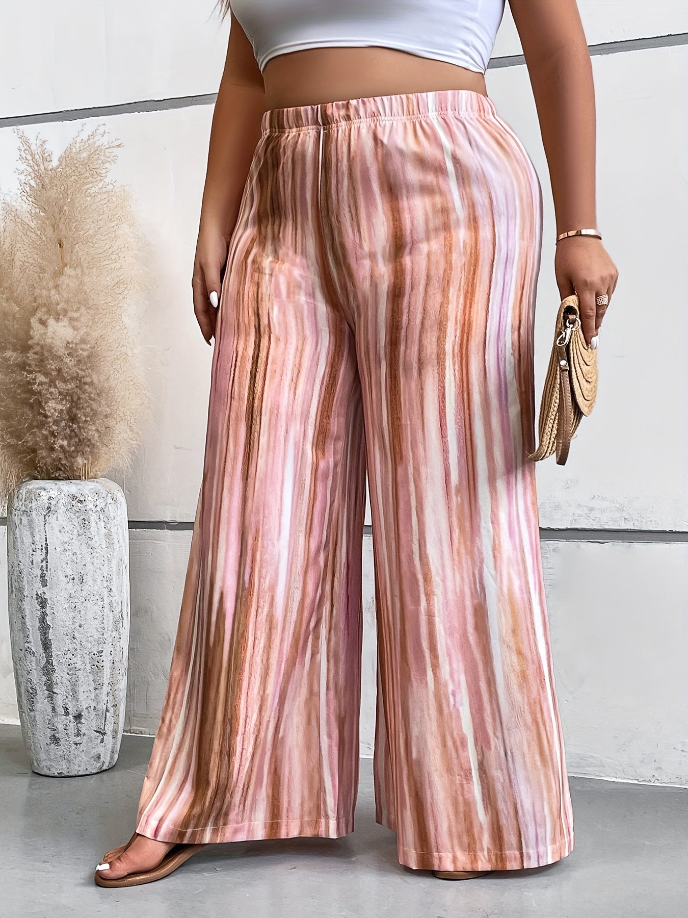  Tie Dye High Rise Wide Leg Trousers
