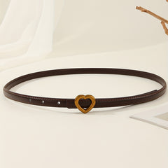 Vintage Heart Buckle PU Belt Classic Coffee Jeans Pants Belt