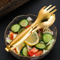 Stainless Steel Food Clip 3-In-1 Fork & Spoon Tong Kitchen BBQ Tong