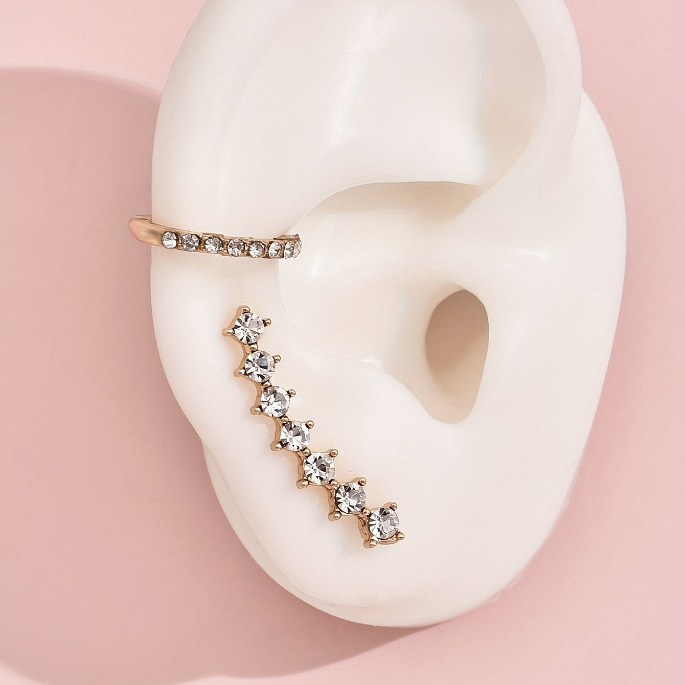 3pcs Geometric Crystal Stud Huggie Earrings Set Golden Wedding Party Jewelry