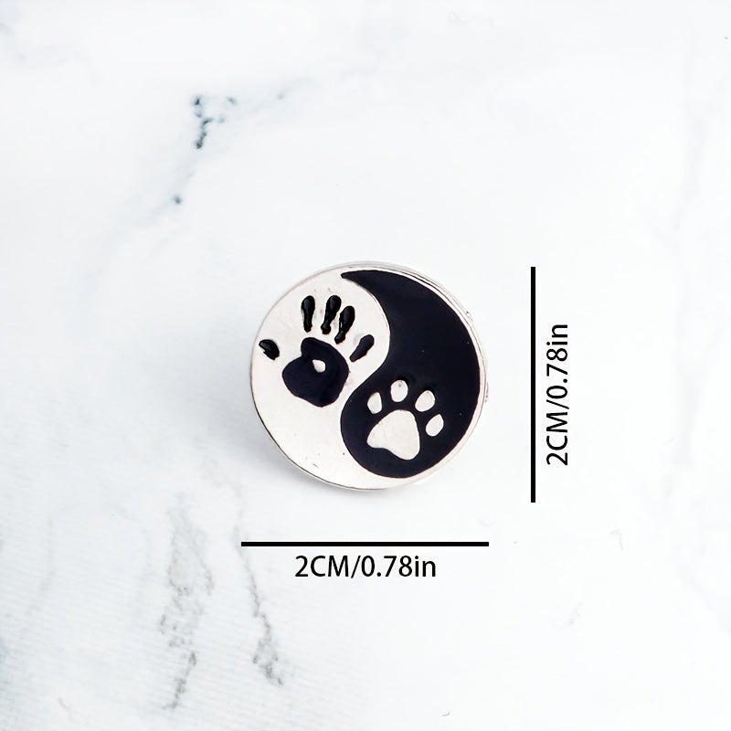 Men's Tai Chi Decorative Button with Cat Paw Print