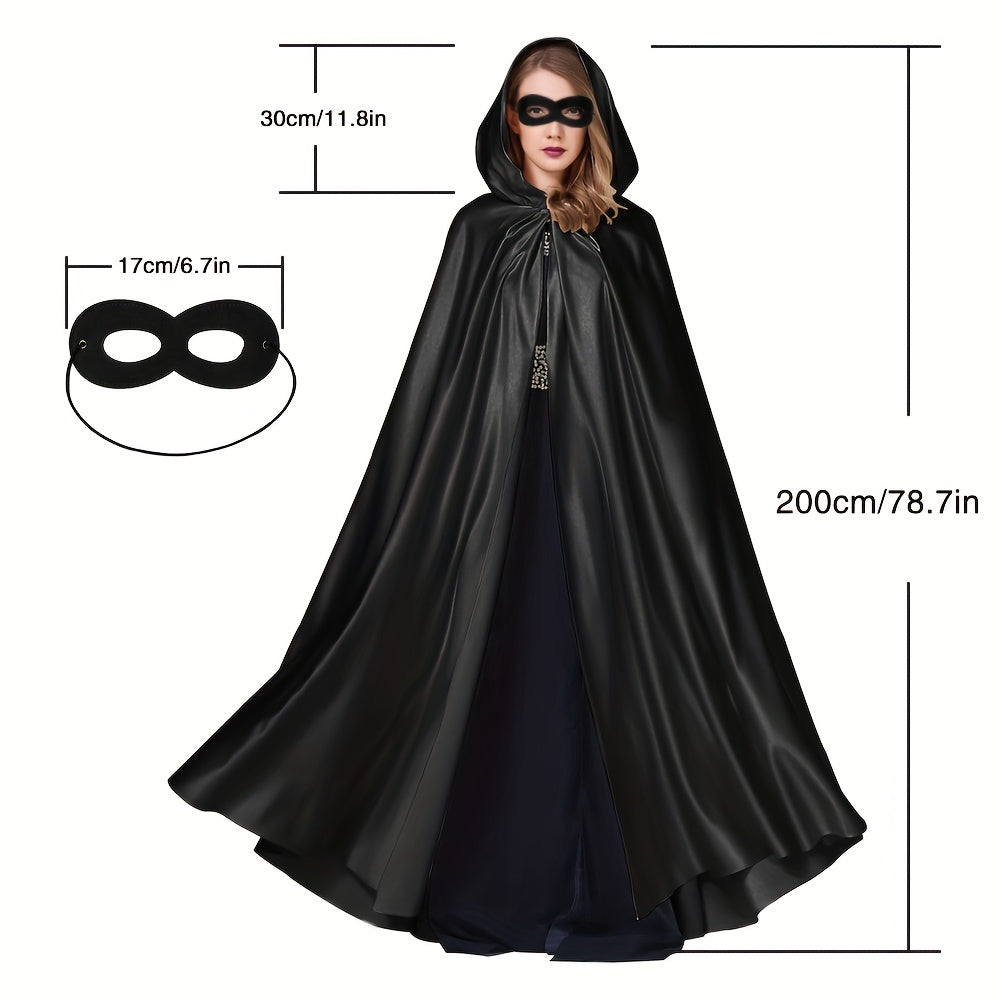 Gothic Solid Slit Hooded Cape Halloween Dress