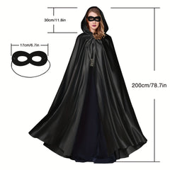 Gothic Solid Slit Hooded Cape Halloween Dress