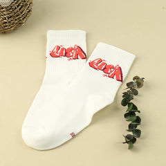 3 Pairs Letter Print Socks Comfy & Breathable Women's Stocking