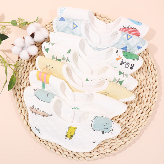 5pcs Fabric Baby Scarf Burp Cloth Bandana Bibs Newborn Printed Pattern